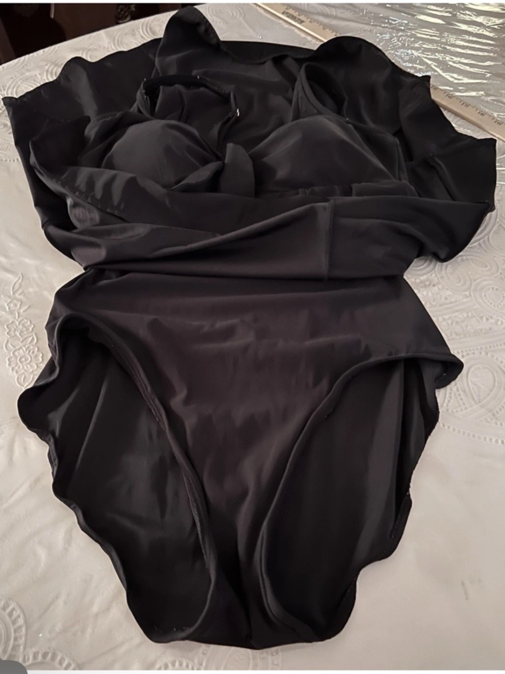 CROFT & BARROW Black SIZE 12 Tie-Front One-Piece Swimsuit Dress Full Coverage - Picture 3 of 15